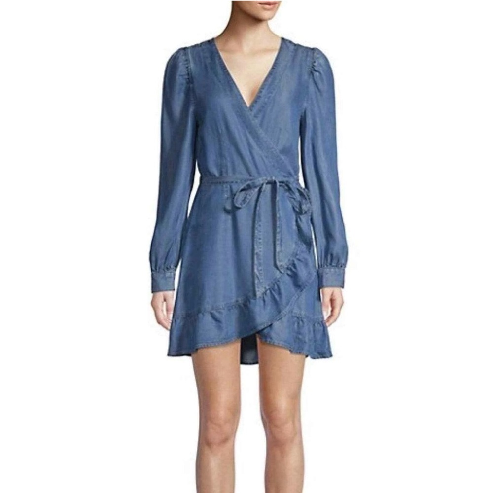 PAIGE Blue Long Sleeve Wrap Sundress - Picture 3 of 7